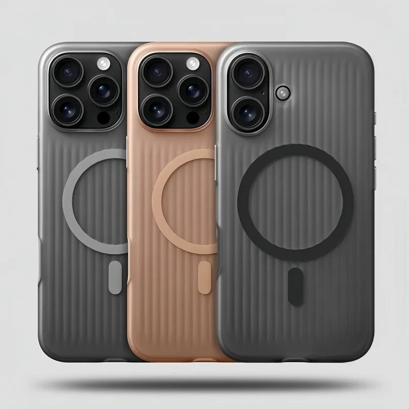 Coque iPhone à Rayures Mat Magsafe – Antichoc et Compatible Charge Magnétique iPhone 12 à 16 Pro Max